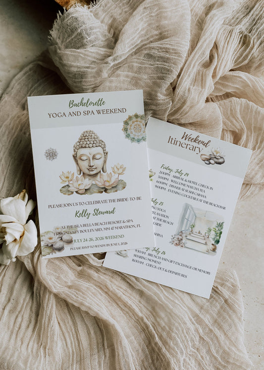 Bachelorette or Bridal Shower Yoga and Spa Weekend Invitation
