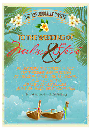 Tropical Vintage Thai Wedding Invitation Suite
