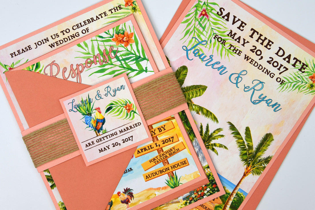 Classic Coral, Tropical Beach Key West, Pink Hibiscus, Vintage Banana Tree and Tropical Birds Wedding Suites
