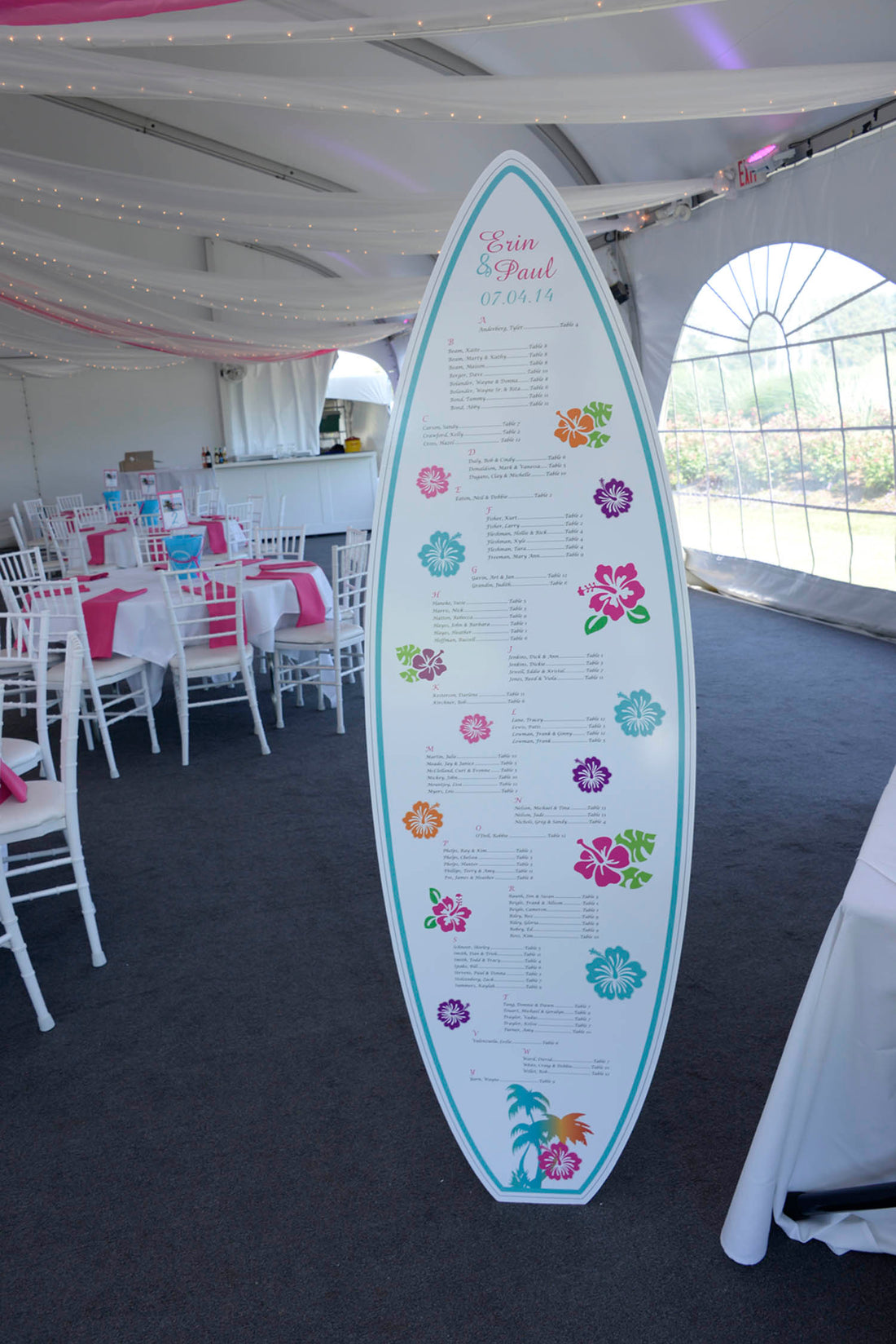 6' Tropical Hibiscus Surfboard Seating Chart!