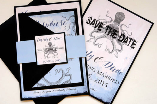 Watercolour Octopus Invitation and RSVP Suite