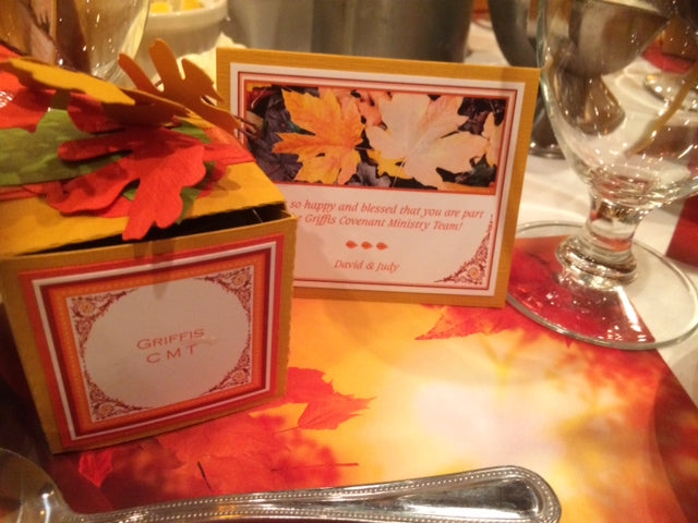 Fall Leaves Favour Boxes, Place Cards and Menus