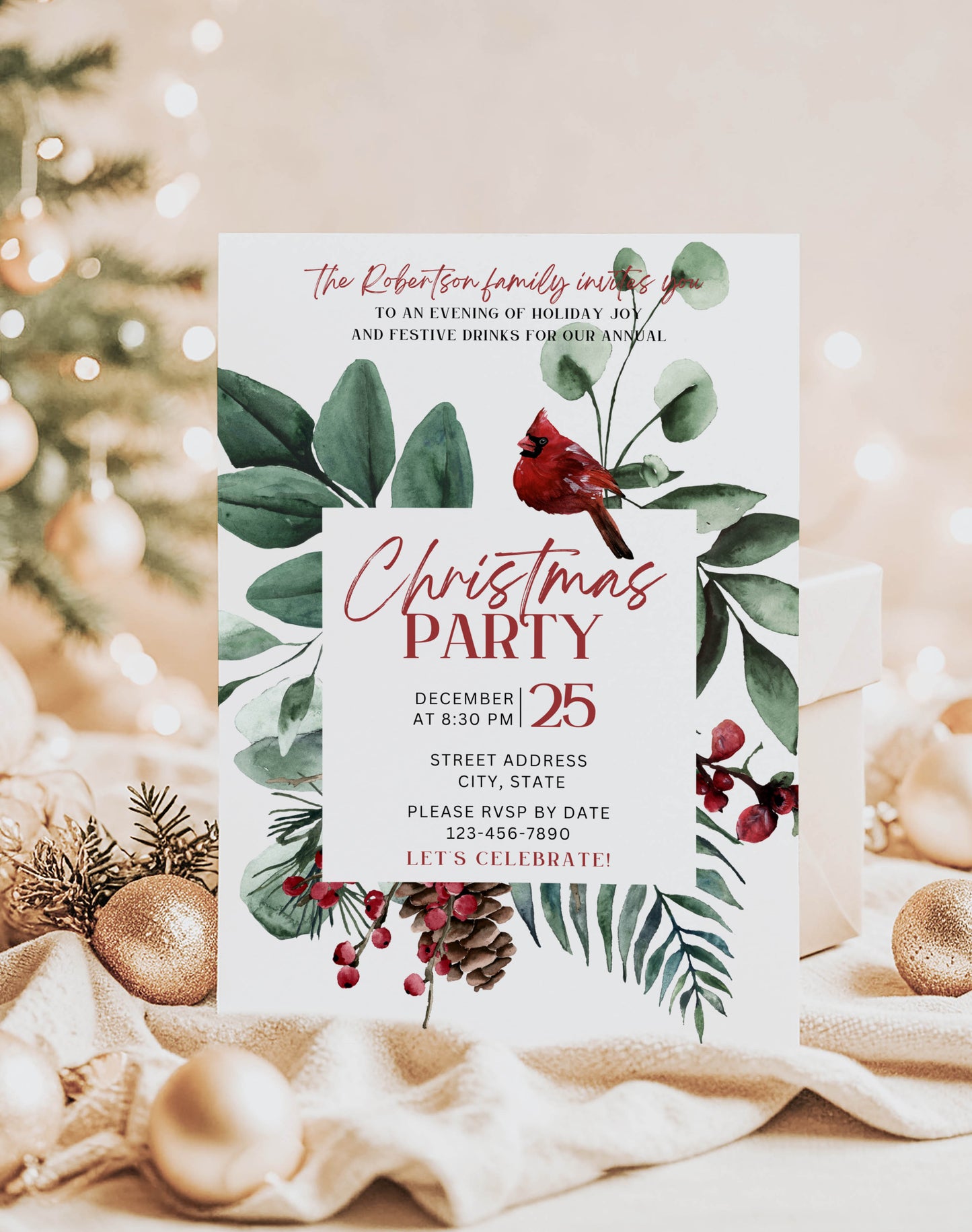 Winter Holiday Gift Tag and Invitation