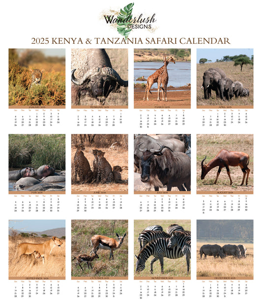 2025 Photo Calendar - Kenya & Tanzania Safari