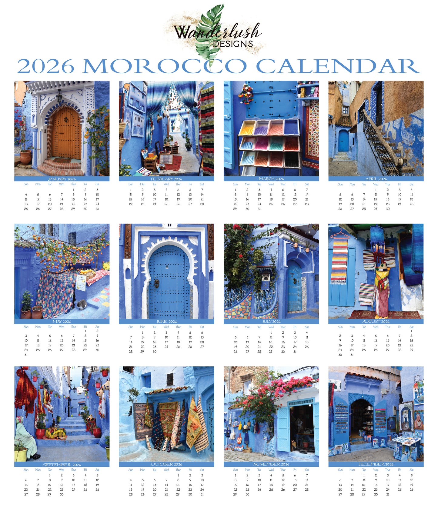 2026 Photo Calendar - Chefchaouen, Morocco