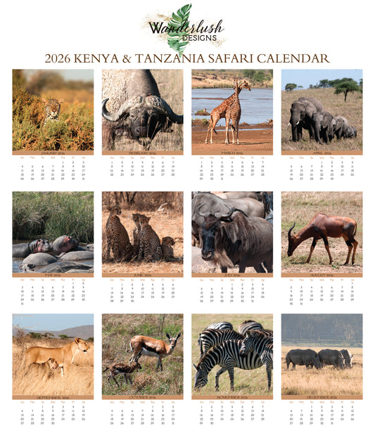 2026 Photo Calendar - Kenya & Tanzania Safari