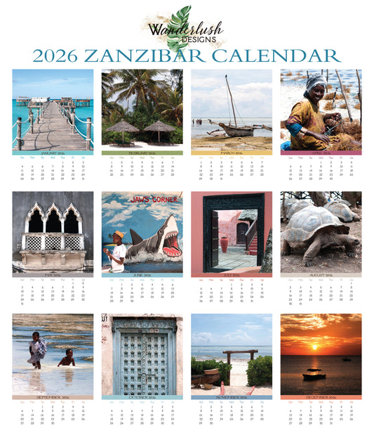 2026 Photo Calendar - Zanzibar, Tanzania, Africa