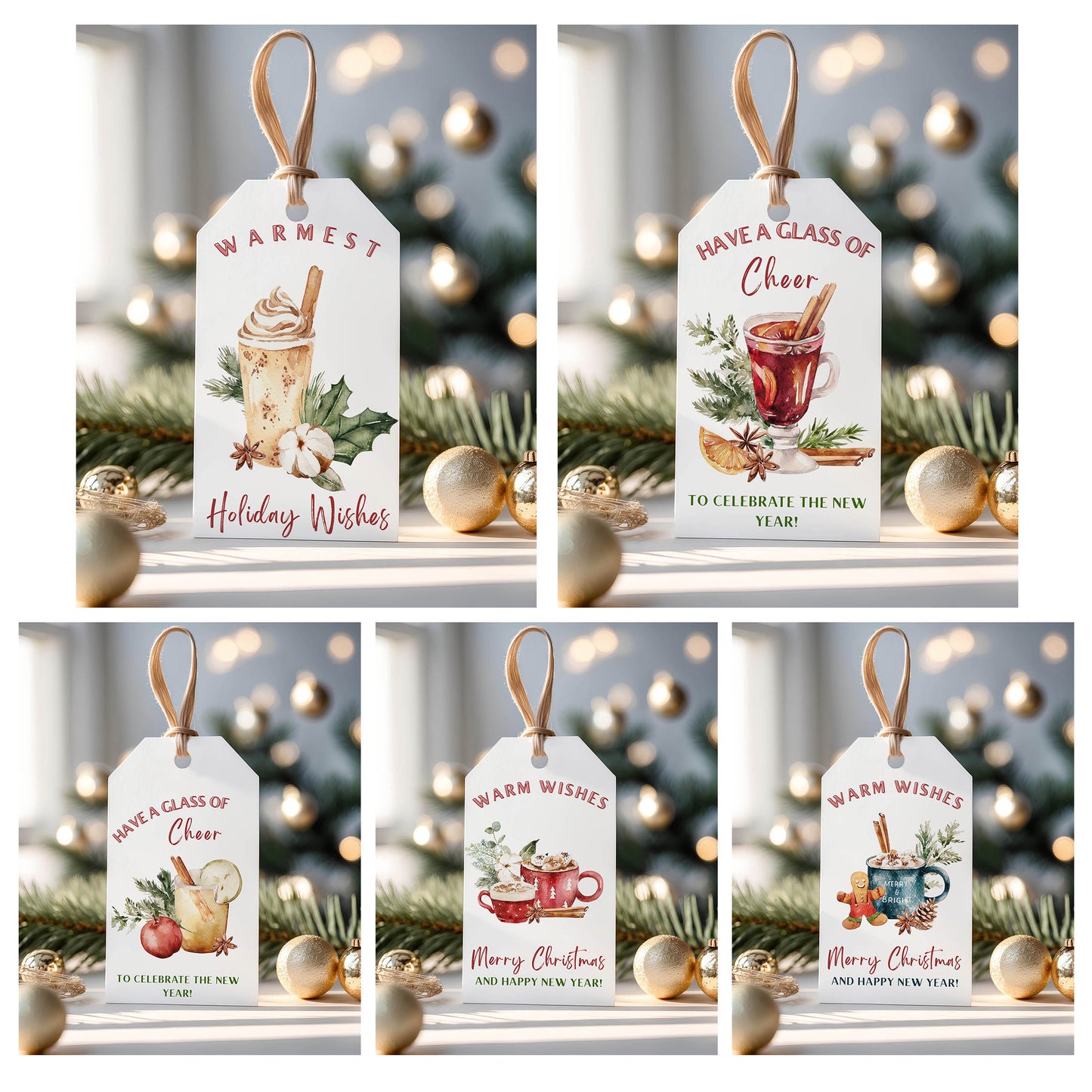 Christmas Holiday Drinks Gift Tags
