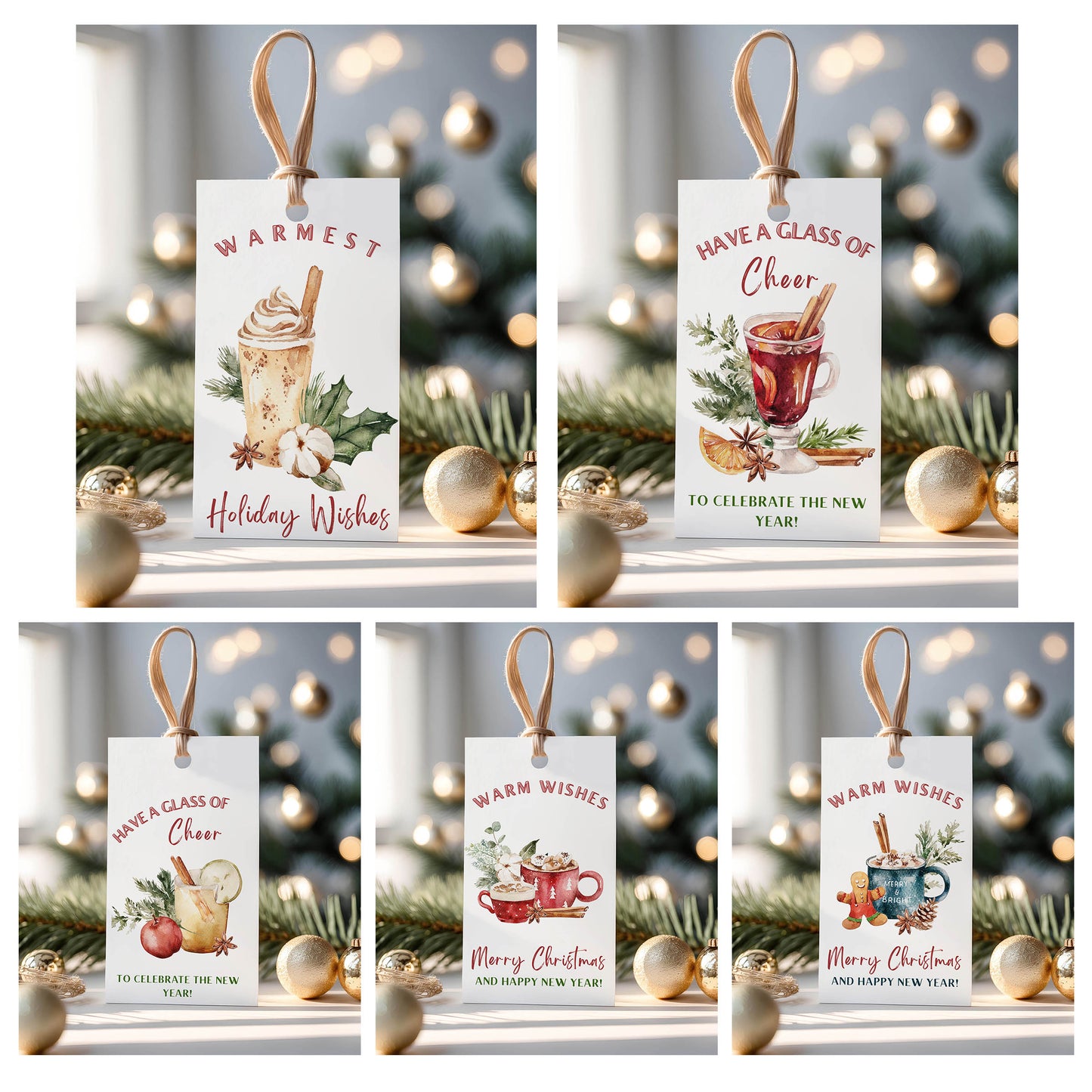 Christmas Holiday Drinks Gift Tags