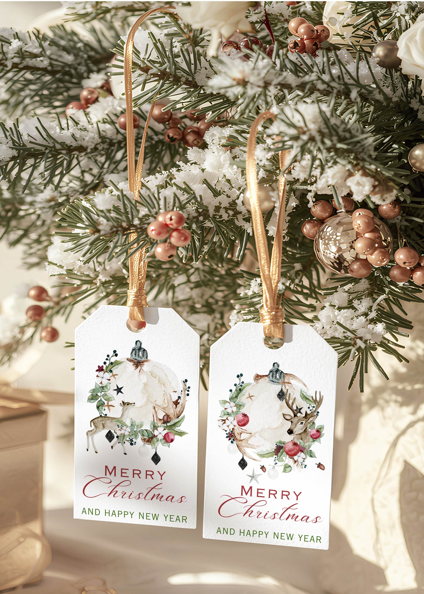 Winter Watercolor Christmas Balls Gift Tags