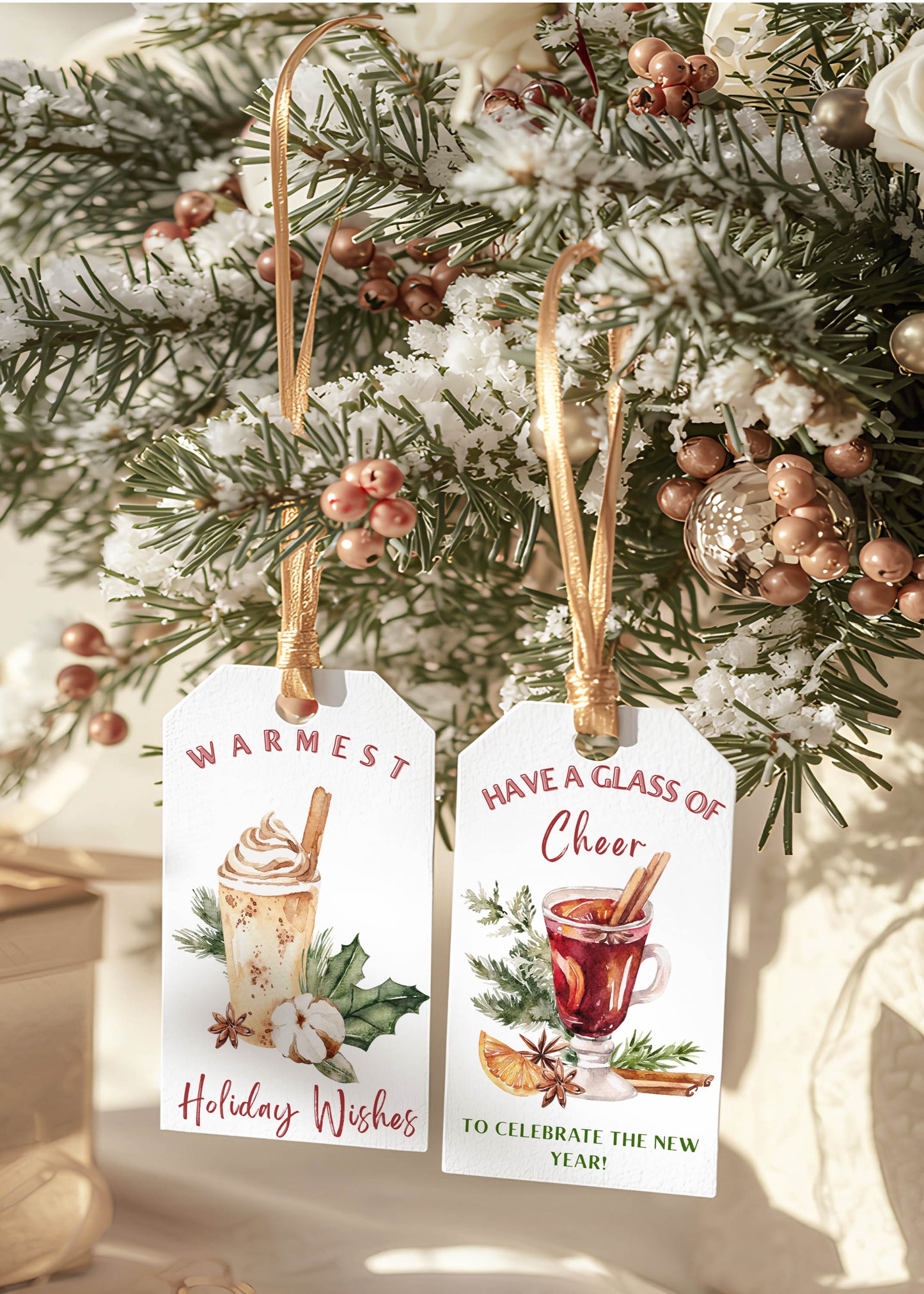 Christmas Holiday Drinks Gift Tags