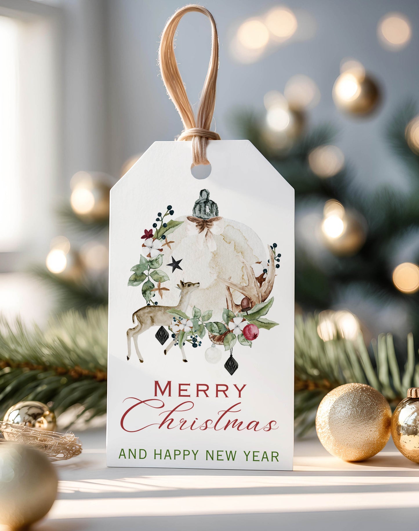 Winter Watercolor Christmas Balls Gift Tags