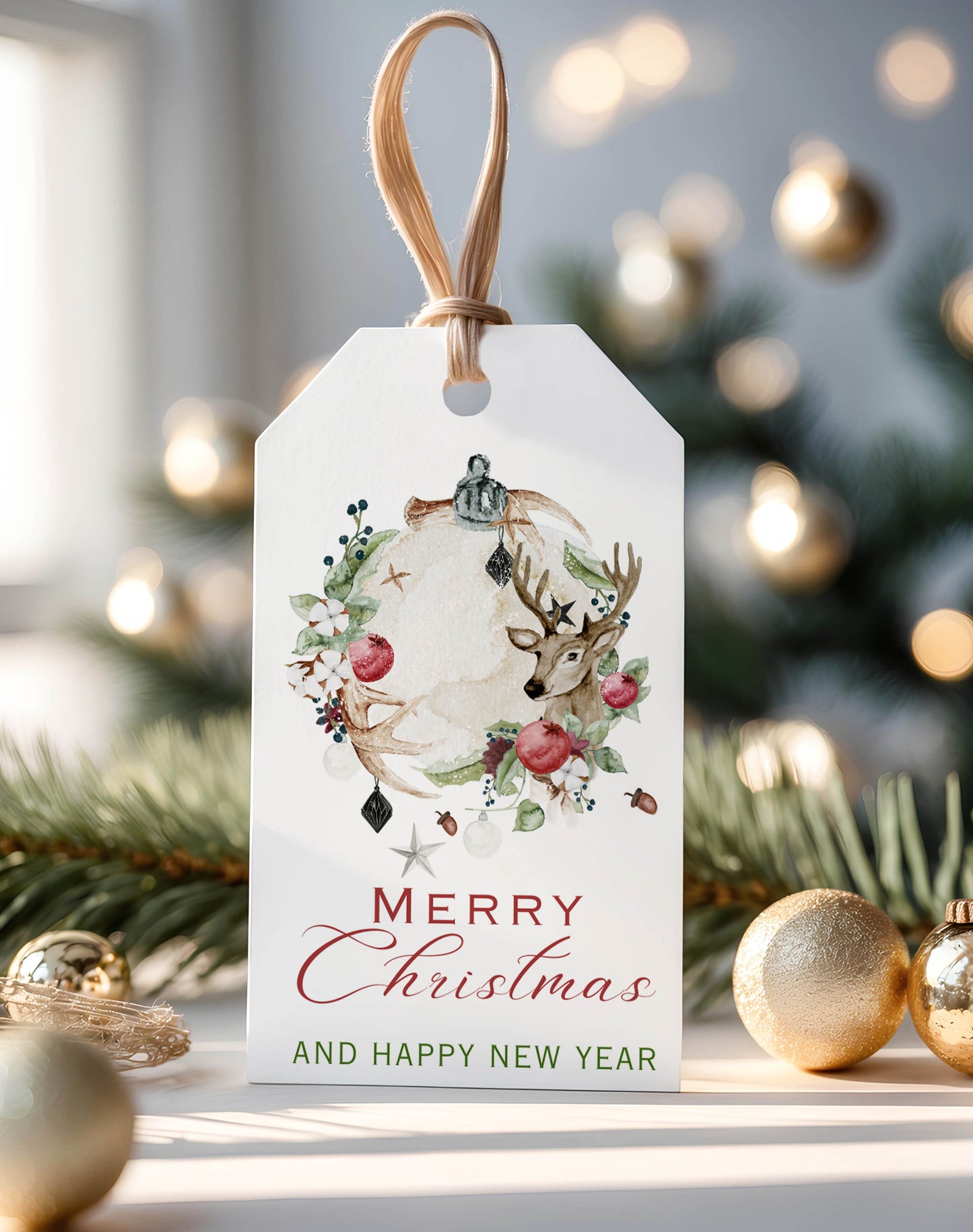 Winter Watercolor Christmas Balls Gift Tags