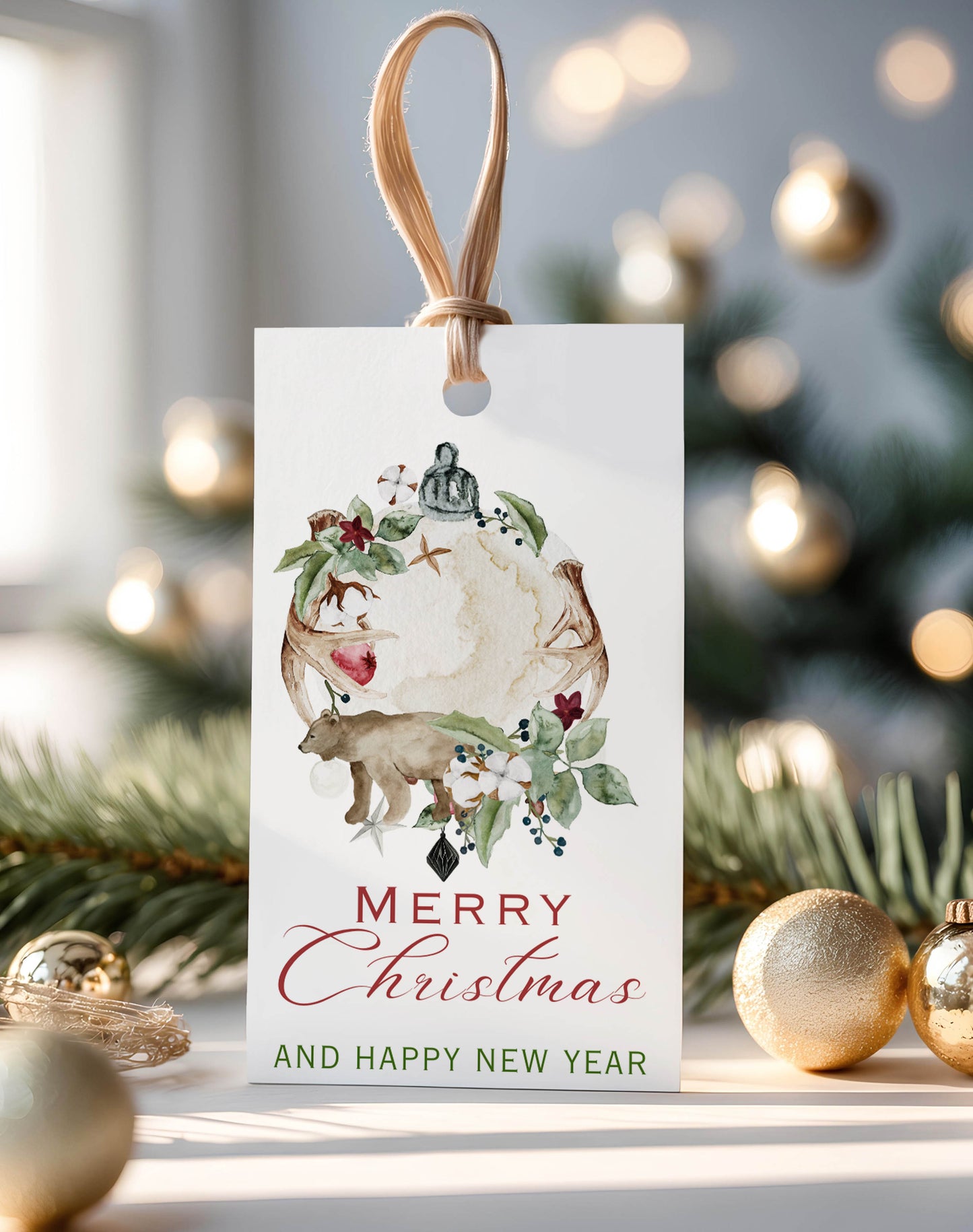 Winter Watercolor Christmas Balls Gift Tags