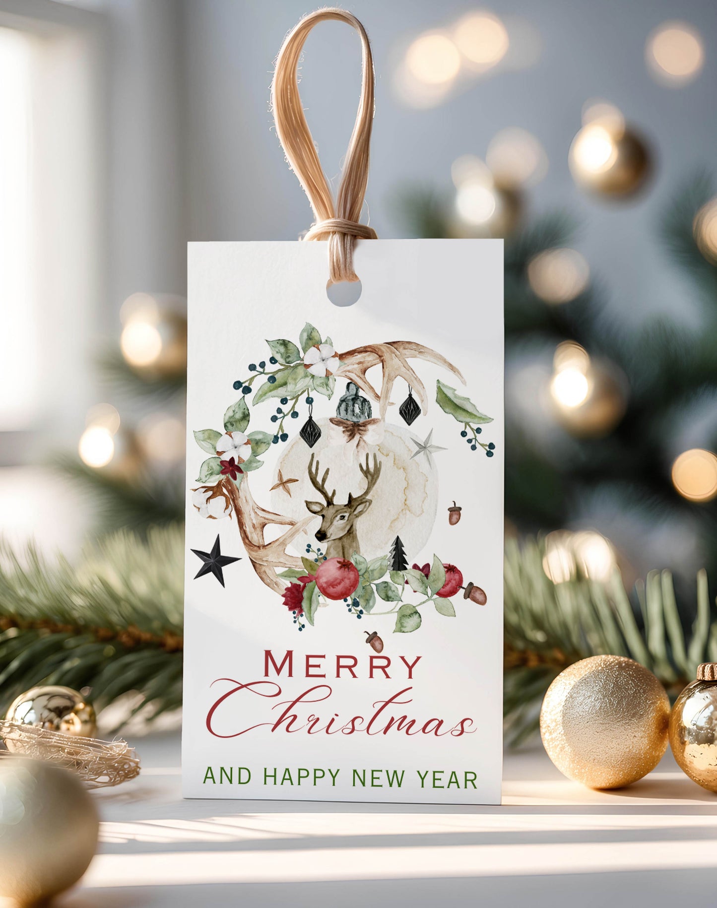 Winter Watercolor Christmas Balls Gift Tags