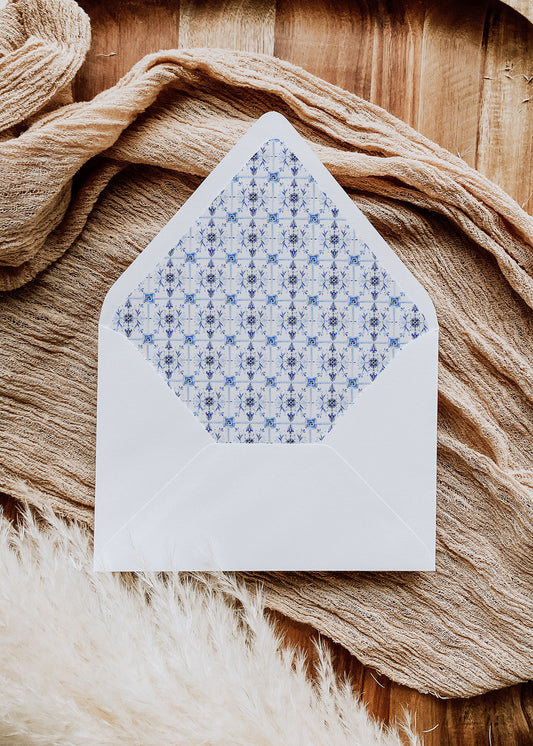 Digital "Instant Download" Mediterranean Greece Italy Portugal Destination Wedding A7 & A2 Euro Flap Envelope Liners 3 - "Santorini"