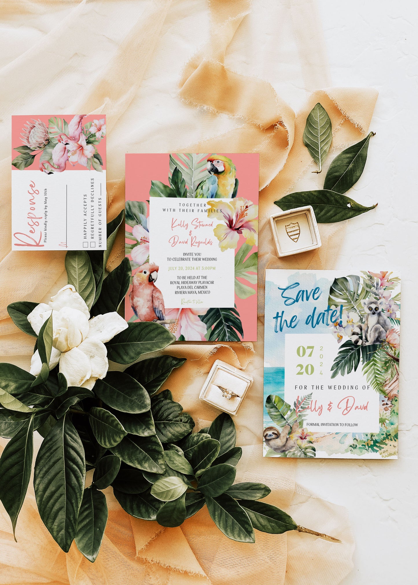 Tropical Details Wedding Insert, Beach Details Wedding Insert, Destination Wedding Invitation, Parrot, Jungle, Instant Download Watercolour Destination Wedding Accommodation 4.25x5.5" Instant Download - "Paraiso"