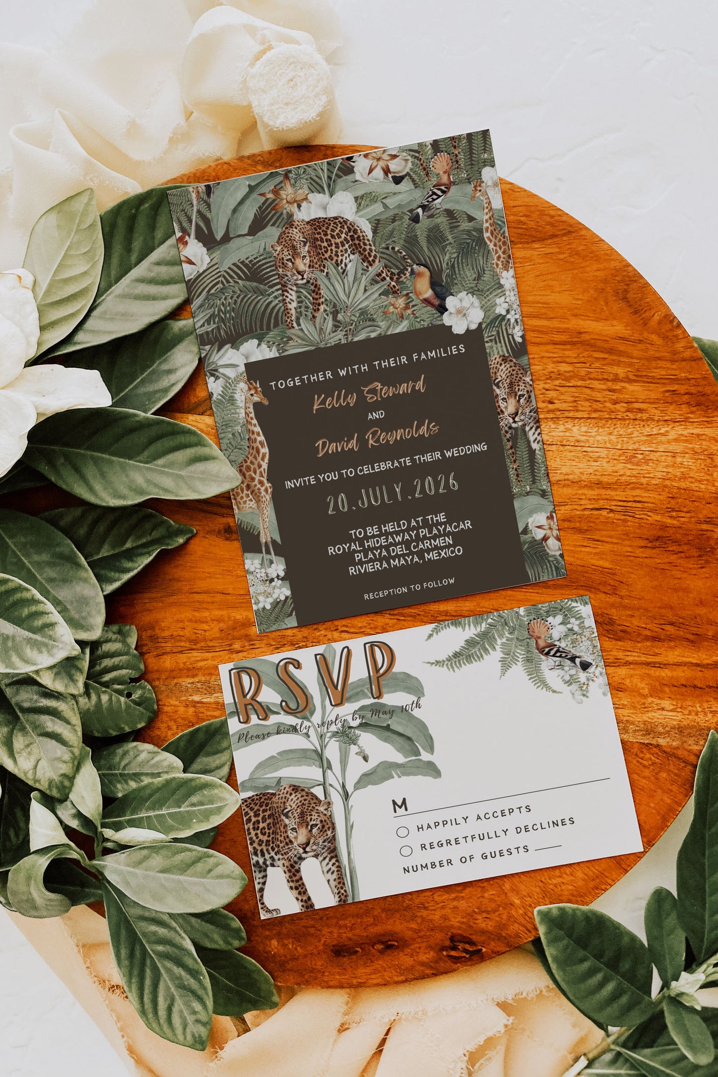 Safari Wedding Accommodation Insert, Jungle Wedding Accommodation Insert, Tropical Wedding Accommodation Insert, Giraffe, Instant Download - "Safari Jungle"
