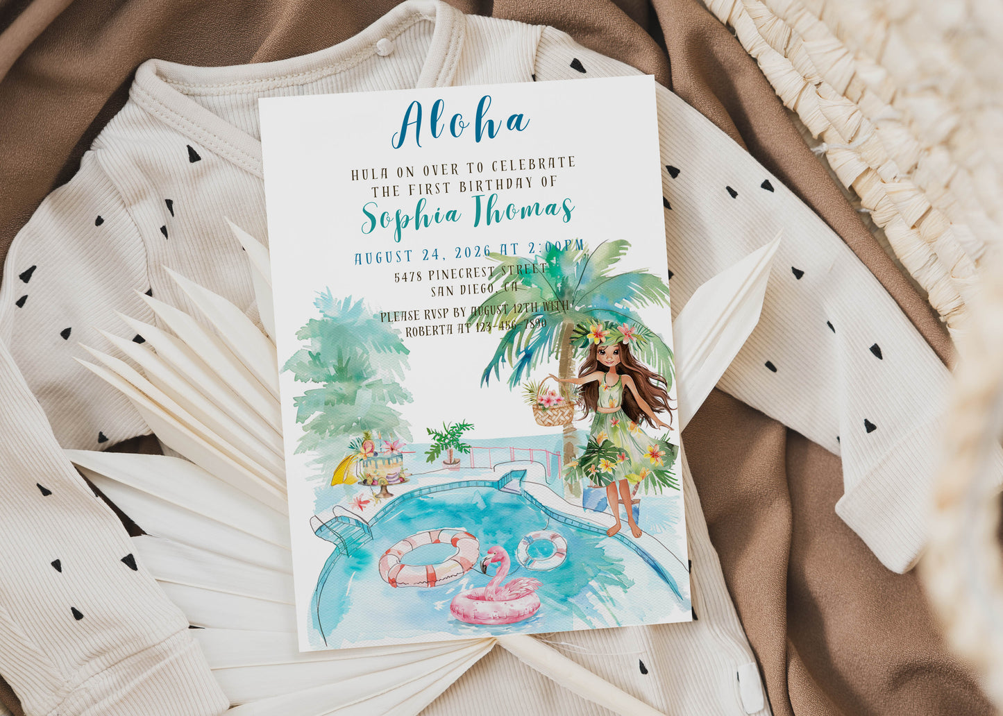 Aloha Tropical Baby Shower Invitation or Birthday Invitation