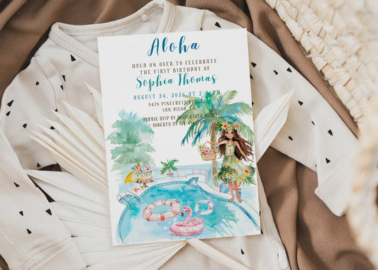 Aloha Tropical Baby Shower Invitation or Birthday Invitation