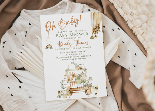Boho Baby Shower Invitation or Birthday Invitation