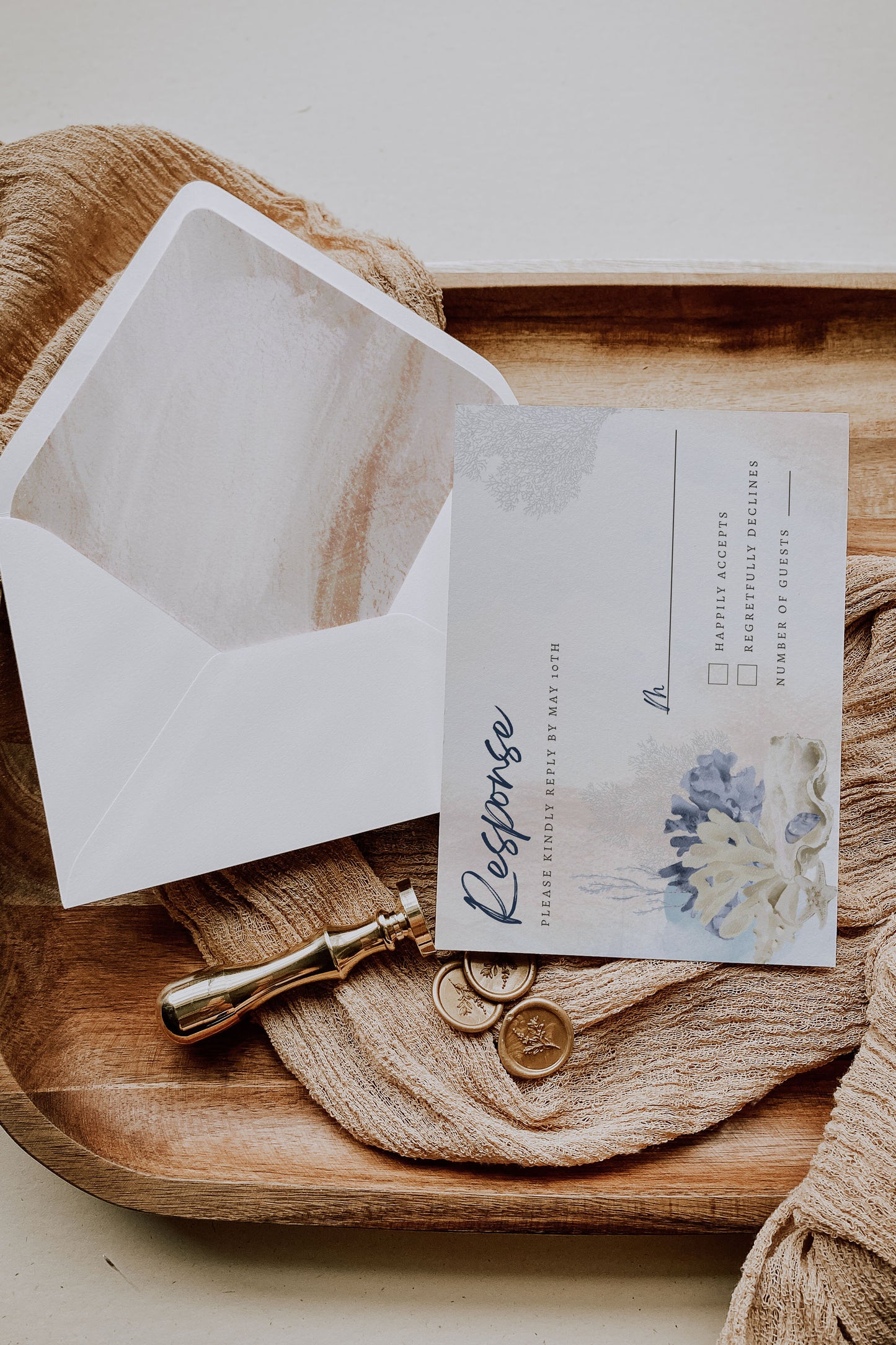 Beach Tropical Sea Shells Coral Watercolour Destination Wedding Invitation and RSVP Suite Instant Download - "WHITE SHORES"