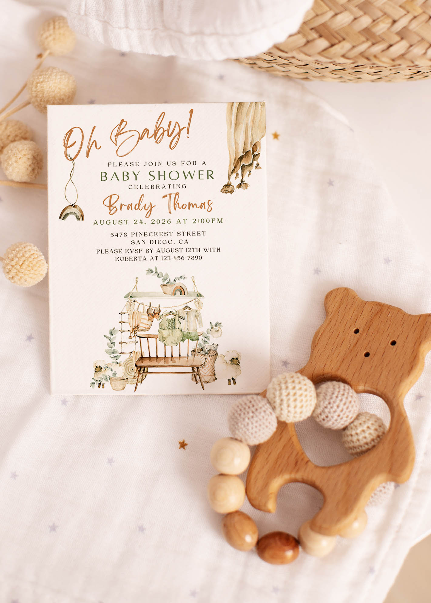 Boho Baby Shower Invitation or Birthday Invitation