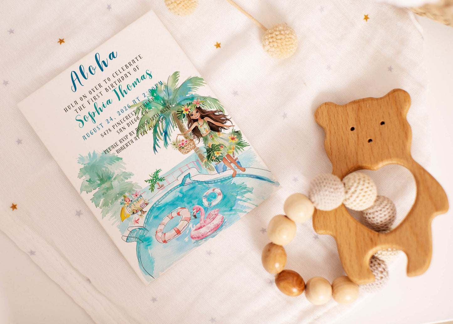 Aloha Tropical Baby Shower Invitation or Birthday Invitation