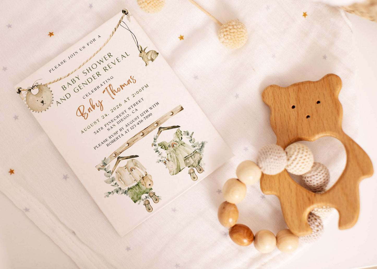 Boho Baby Shower Invitation or Gender Reveal Invitation