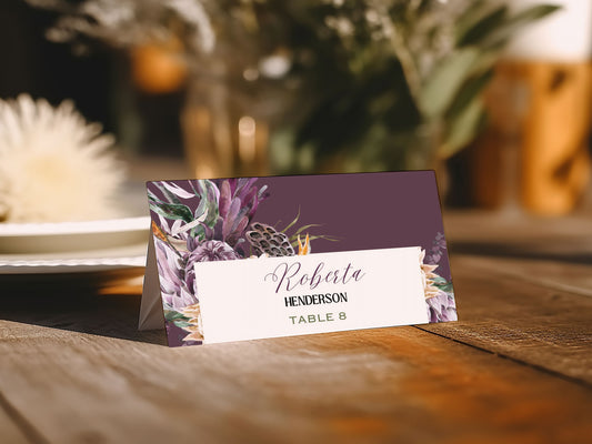 Beach Tropical Floral Cockatoo Watercolour Destination Wedding Placecard Instant Download - "Tropical Floral"