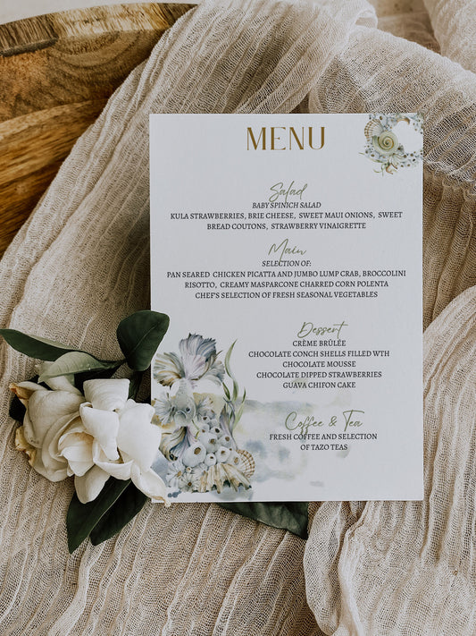 Beach Tropical Sea Shell Coastal Underwater Watercolour Destination Wedding Menu 5x7" Instant Download - "Siamese Fish"