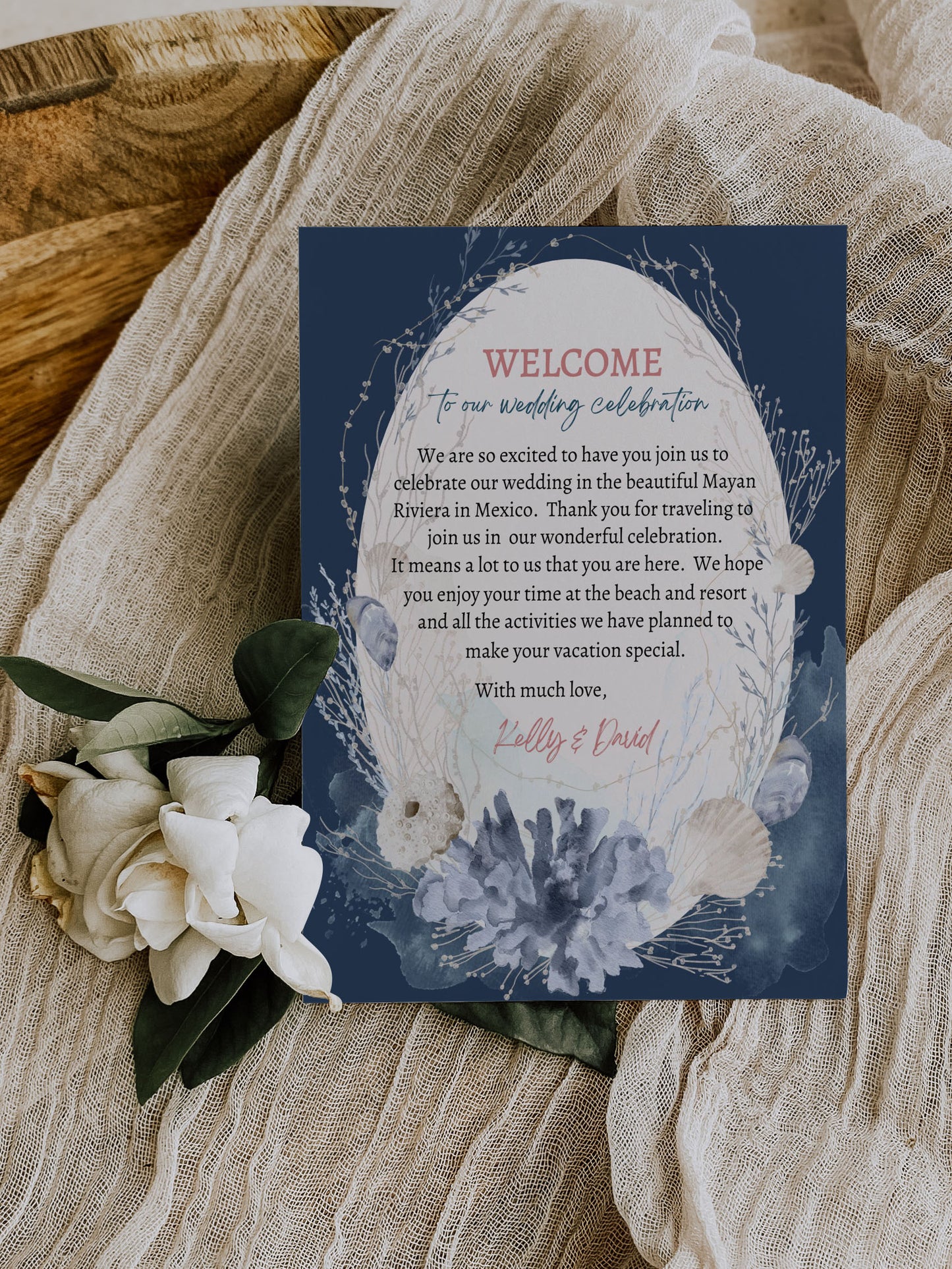 Beach Tropical Sea Shells Coral Watercolour Destination Wedding Invitation and RSVP Suite Instant Download - "WHITE SHORES"