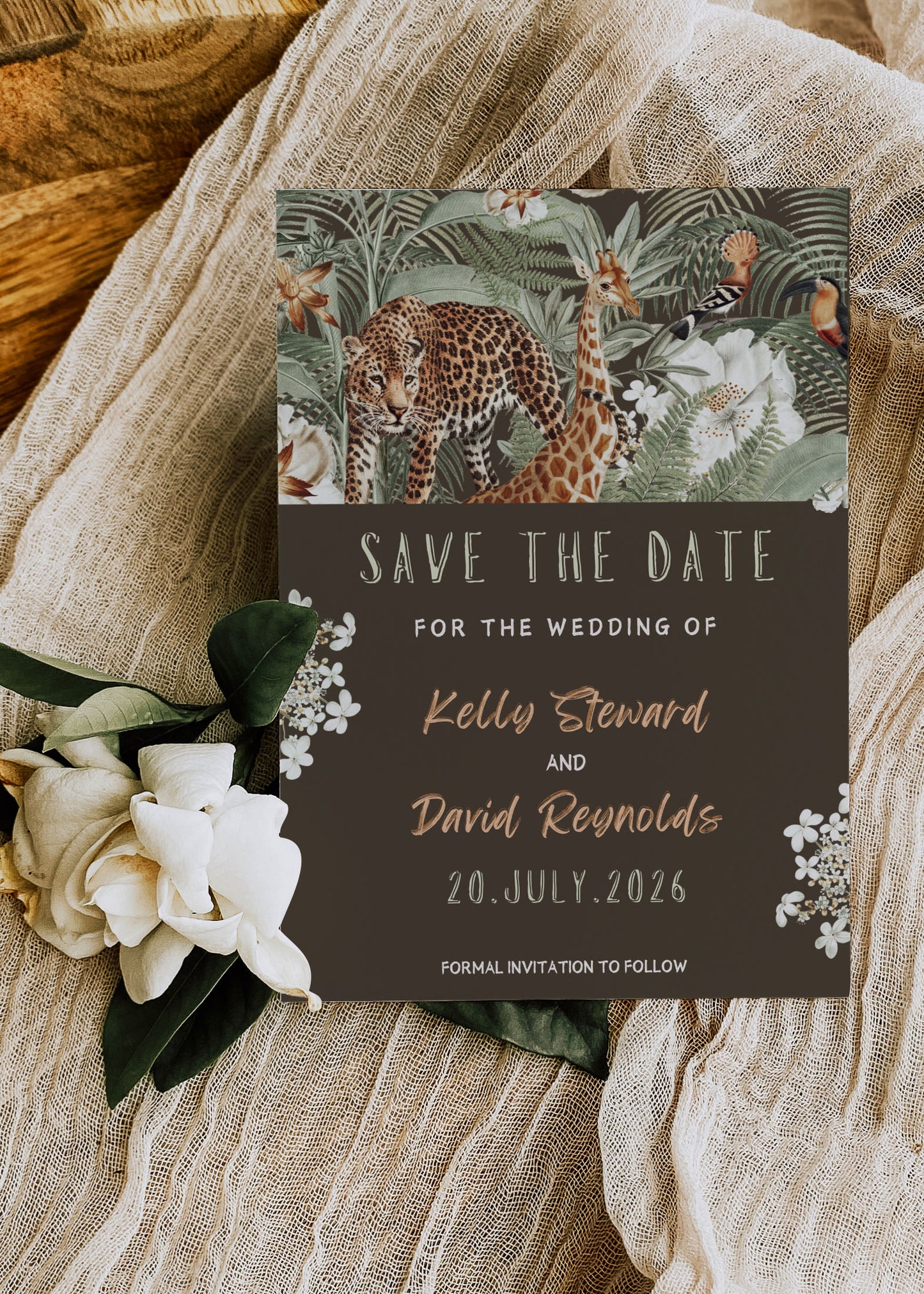 Safari Wedding Accommodation Insert, Jungle Wedding Accommodation Insert, Tropical Wedding Accommodation Insert, Giraffe, Instant Download - "Safari Jungle"