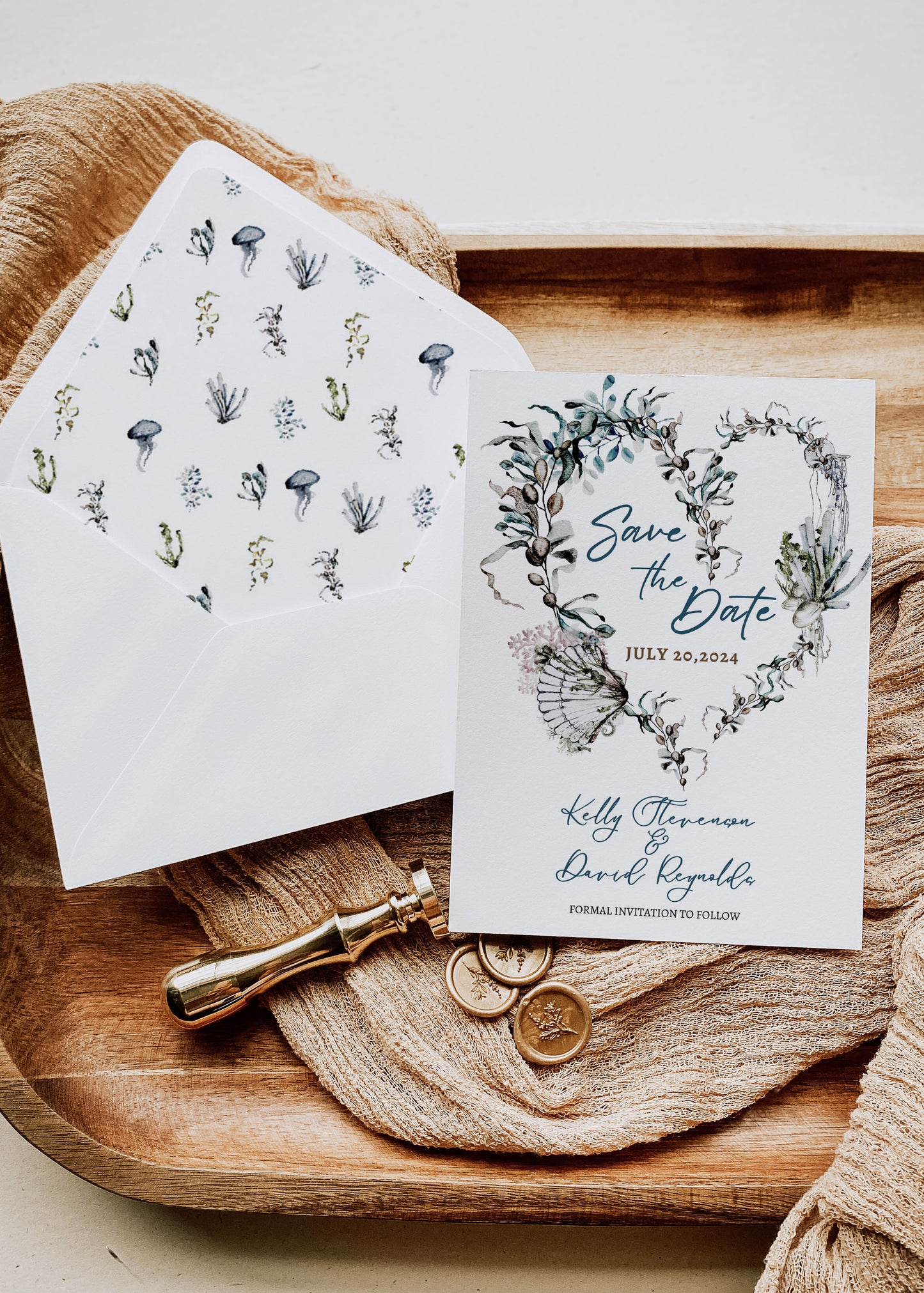 Beach Tropical Sea Shells Coral Underwater Watercolour Destination Wedding Save the Date Instant Download - "Under the Sea"