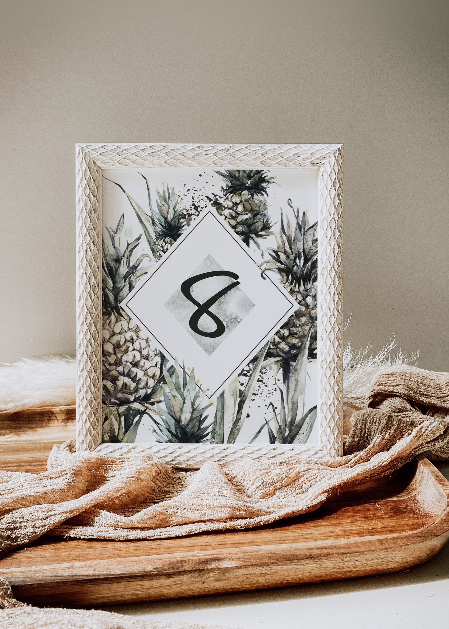 Beach Tropical Mulatto Pineapple Watercolour Destination Wedding Menu 5x7" Instant Download - "MULATTO"