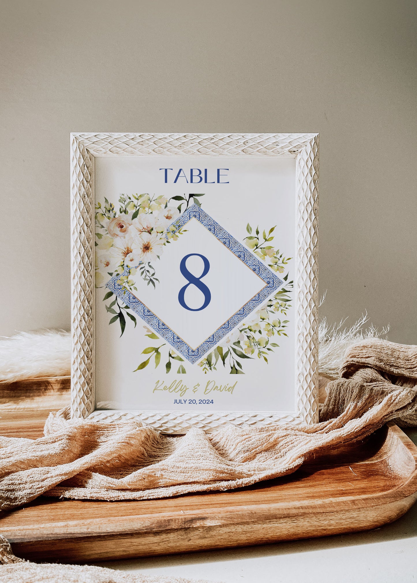 Mediterranean Greece Italy Portugal Watercolour Destination Wedding Menu 5x7" Instant Download - "Santorini"