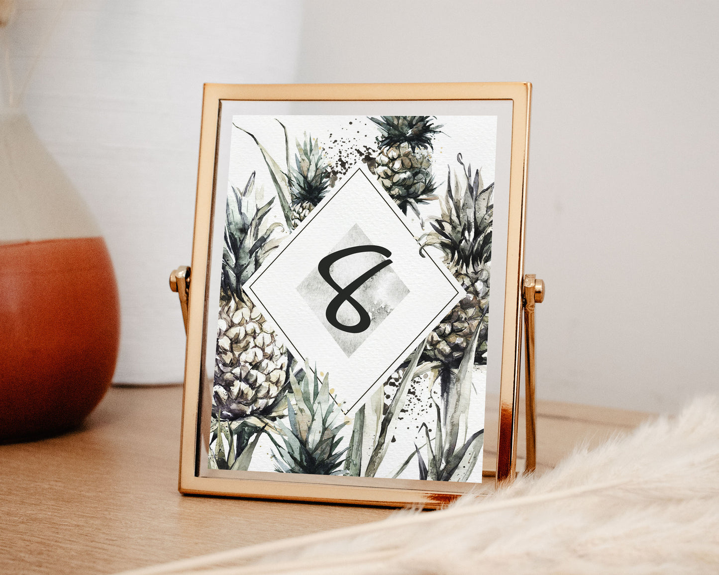 Beach Tropical Mulatto Pineapple Watercolour Destination Wedding Menu 5x7" Instant Download - "MULATTO"