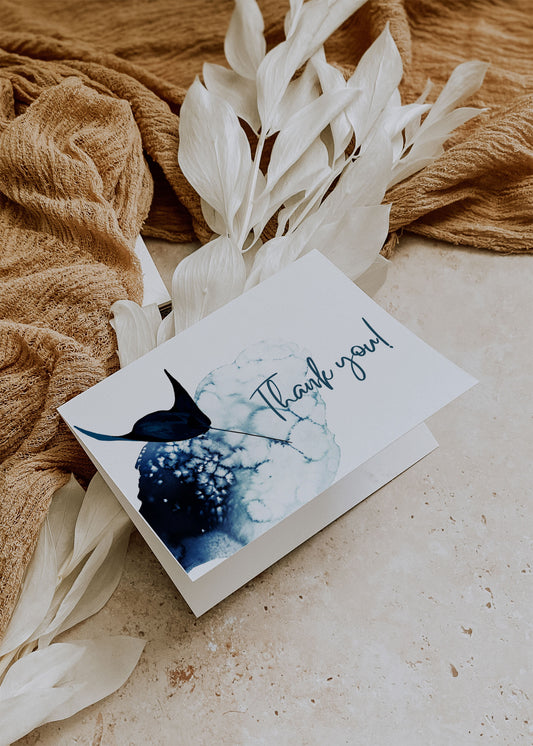 Beach Sea Shells Coral Underwater Watercolour Destination Wedding Thank You Card 5.5x4.25" Folded Instant Download - "Under the Sea"