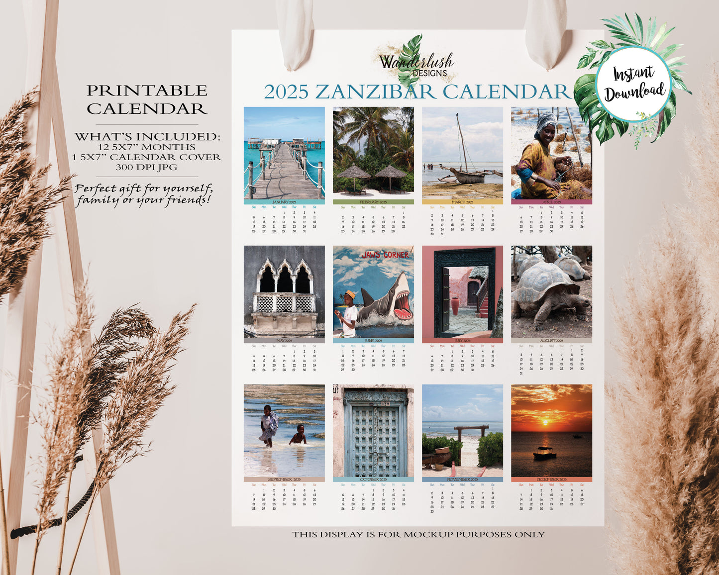 2025 Photo Calendar - Zanzibar, Tanzania, Africa