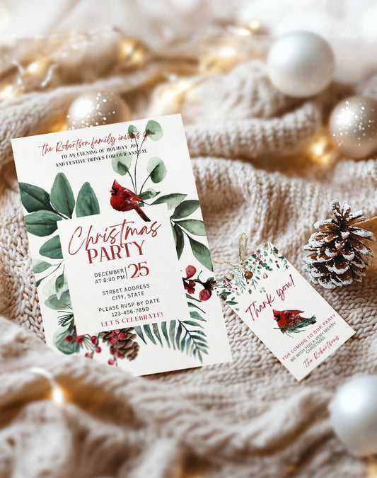 Winter Holiday Gift Tag and Invitation