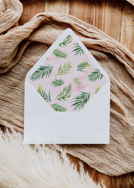 Tropical Floral Watercolor A7 & A2 Euro Flap Envelope Liners 1 Digital "Instant Download" - 'TROPICAL LUSH"