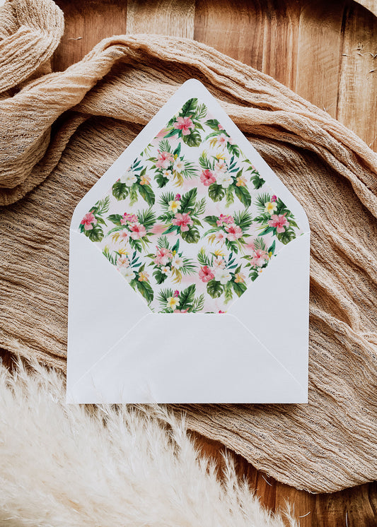 Tropical Floral Watercolor A7 & A2 Euro Flap Envelope Liners 2 Digital "Instant Download" - 'TROPICAL LUSH"