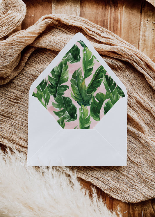 Tropical Floral Watercolor A7 & A2 Euro Flap Envelope Liners 3D Digital "Instant Download" - 'TROPICAL LUSH"