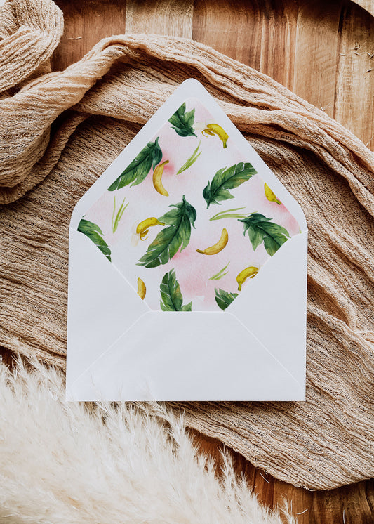 Tropical Floral Watercolor A7 & A2 Euro Flap Envelope Liners 4 Digital "Instant Download" - 'TROPICAL LUSH"