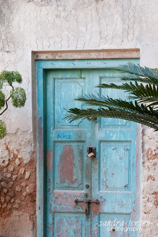 Print - Zanzibar, Tanzania - Colourful Blue Door in Stonetown