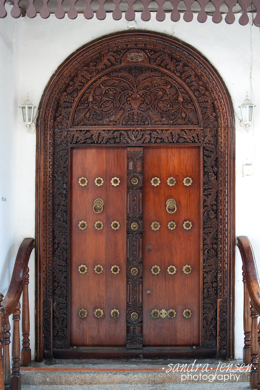 Print - Zanzibar, Tanzania - Ornate Wooden Door in Stonetown