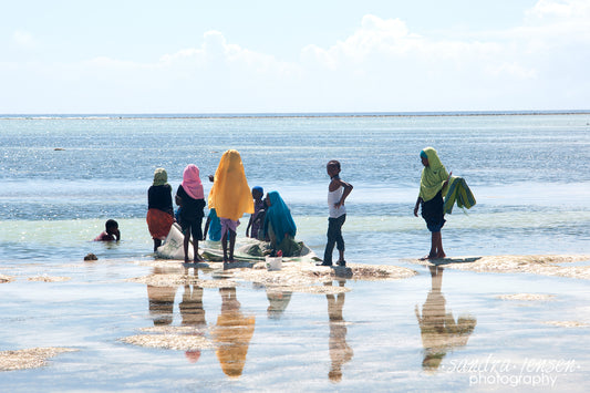 Print - Zanzibar, Tanzania - Children playing on Matemwe Beach